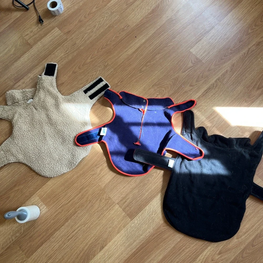 Lot of 3: Dog Sweater Fleece Jackets Fits Medium Lined Multicolor Fabdog Top Paw